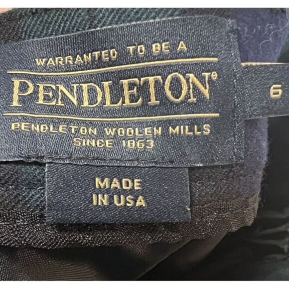 Pendleton Plaid Tartan Navy Green Wool Button Down Skirt Maxi Side Slit Sz 6 NWT - Picture 3 of 13